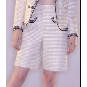 Self-Portrait Textured Boucle Cream Ivory Shorts Size UK 8/ US 4